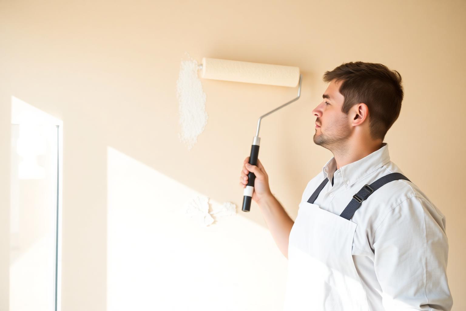 Professional painter applying fresh paint to an interior wall in Anaheim